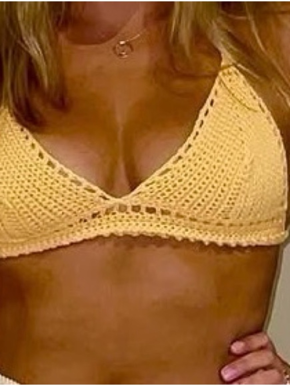Crochet Bikini Top - Yellow Women Swim